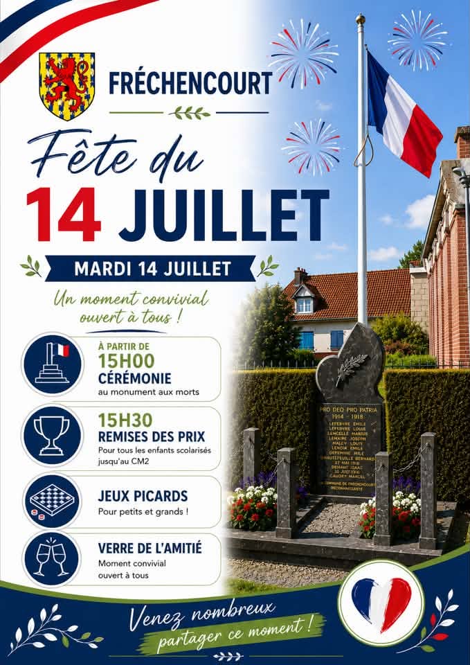 Fête nationale à Fréchencourt – Mardi 14 juillet